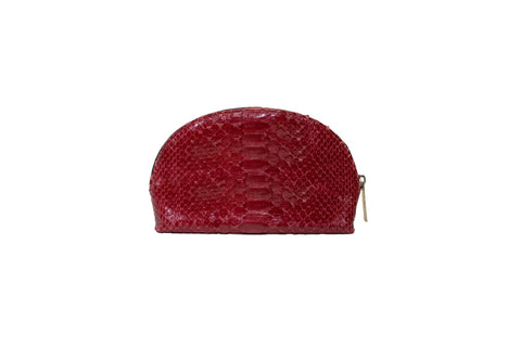 Dubai Cosmetic Bag, Cherry Glazed Snakeskin