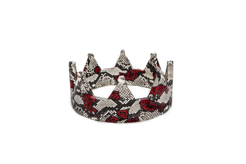 England Crown, Hand Painted Fallen Rose, Natural Python Elaphe