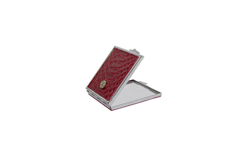Anatolia Compact Mirror, Square Shaped Cherry Glazed Snakeskin