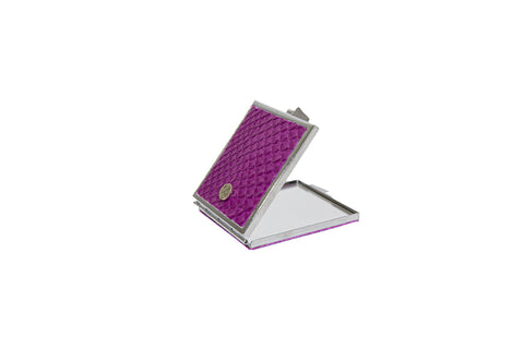 Anatolia Compact Mirror, Square Shaped Fuschia Matte Snakeskin