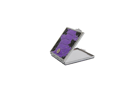 Anatolia Compact Mirror, Square Shaped Purple/Black Glazed Snakeskin