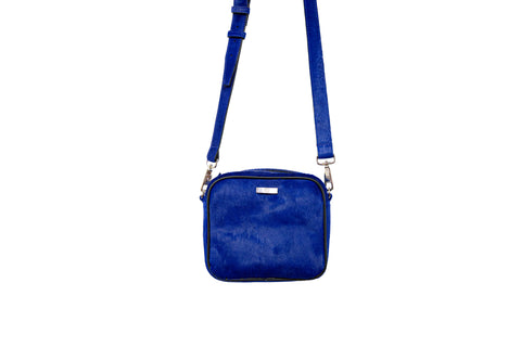 Ankara Mini Cross-Body, Blue Calf Hair
