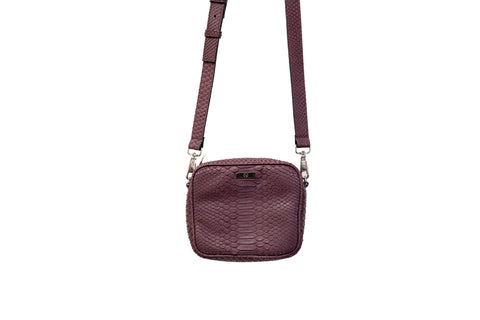 Ankara Mini Cross-Body, Wine Snakeskin