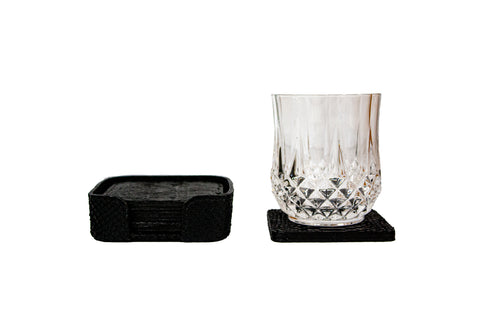 Rabat Coasters, Matte Black Snakeskin