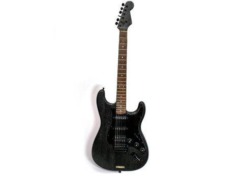 Chicago Fender Strat Guitar, Black Snakeskin Mahogany Fretboard