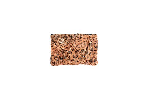 Capri Small Wrinkle Clutch, Mink Glazed Snakeskin