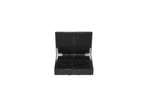Xian Playing Card Box, Matte Black Snakeskin