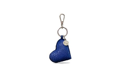 Prague Keychain, Electric Blue Matte Snakeskin