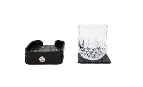 Rabat Coasters, Black Glazed Snakeskin