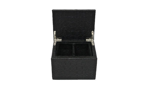 Latvia Condom Box, Black Croc Embossed Lambskin