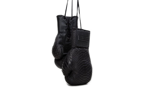 Manila Boxing Gloves, Matte Black Snakeskin