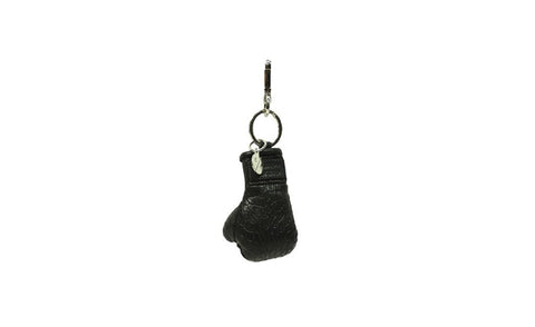 Manila Mini Keychain, Black Croc Embossed Leather