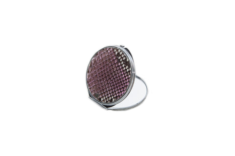 Anatolia Compact Mirror, Circle Shaped Pastel Snakeskin