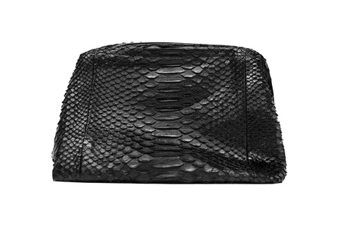 Medium Greenland Clutch, Matte Black Snakeskin