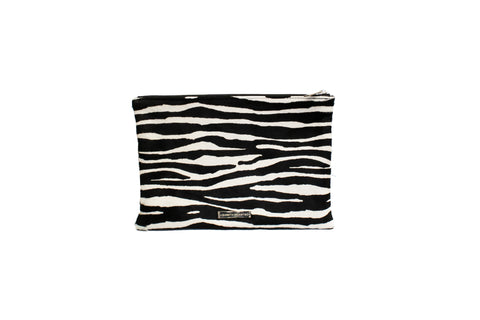 Harbor Island Clutch Large, Zebra Calf