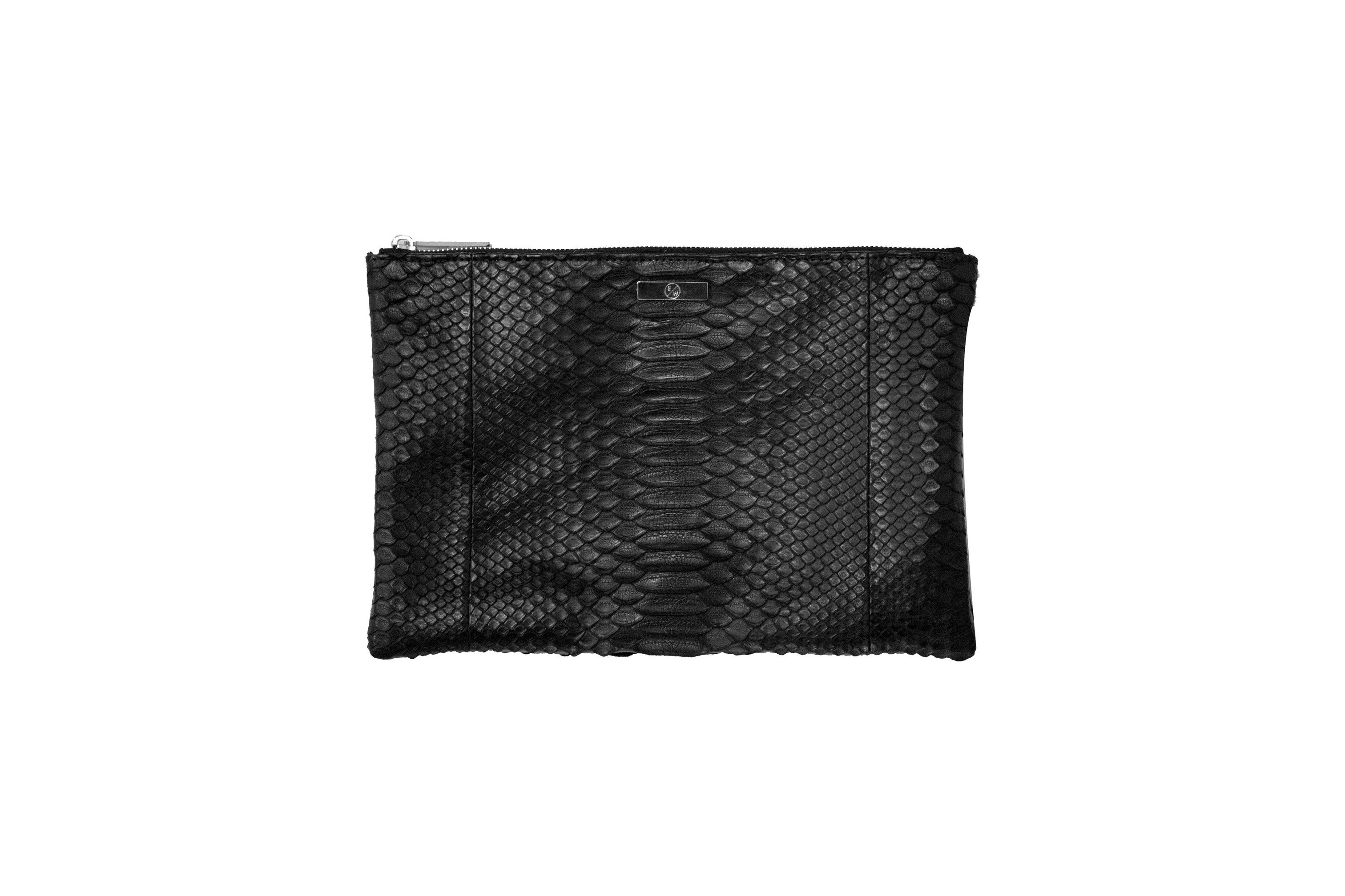 Black snakeskin clutch hot sale