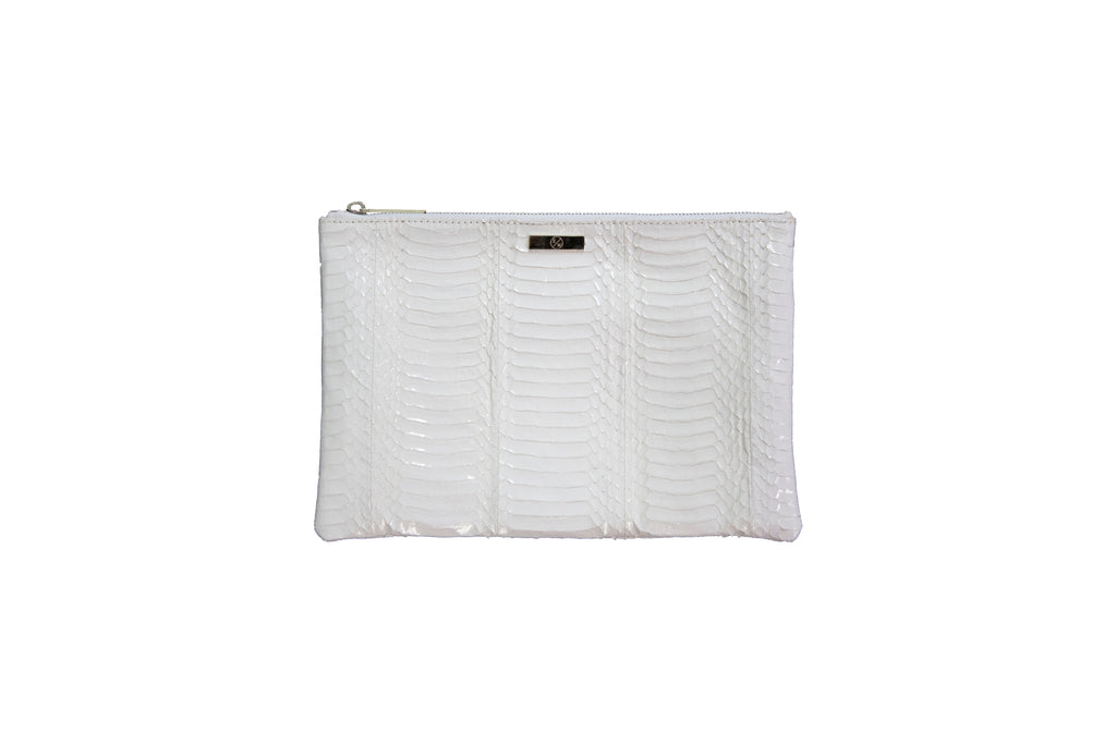 Harbor Island Clutch White Glazed Whipsnake Elisabeth Weinstock