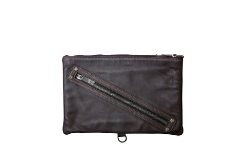 Holland Medium Clutch, Brown Leather