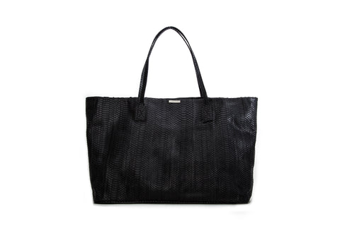 Sydney Large Tote, Black Italian Watersnake