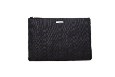 Harbor Island Clutch, Black Italian Watersnake