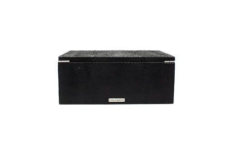 Mykonos Stacking Box Medium, Black BOA Snakeskin