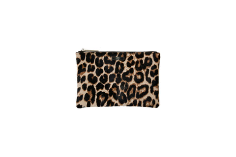 Harbor Island Medium Clutch, Leopard Print Calfskin