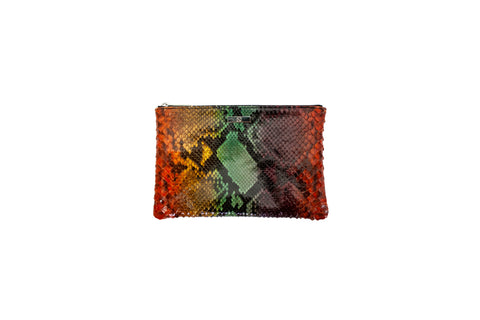 Harbor Island Medium Clutch, Tie Dye Snakeskin