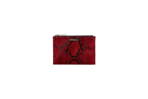 Harbor Island Mini Clutch, Red Diamond Glazed Snakeskin