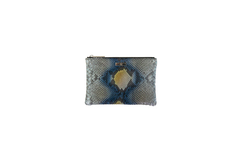 Harbor Island Mini Clutch, Blue and Gold Snakeskin