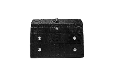 Mini Kingston Jewelry Case, Black Snakeskin