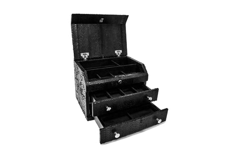 Mini Kingston Jewelry Case, Black Snakeskin