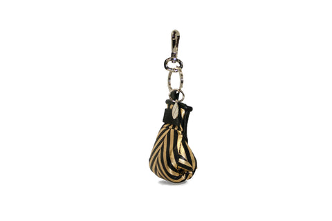 Manila Mini Keychain, Black/Gold Chevron Lambskin