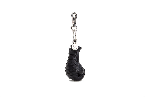 Manila Mini Keychain, Matte Black Snakeskin