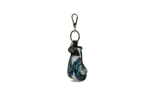 Manila Mini Keychain, White/Blue Snakeskin