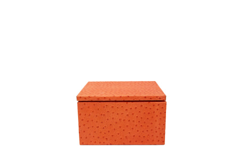 Mykonos Stacking Boxes, Orange Ostrich Embossed Leather