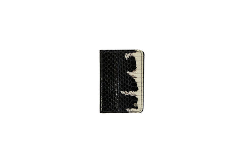 Panama Card Holder, Black/White Starburst Glazed Snakeskin