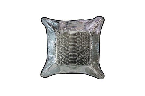 Quebec Travel Valet Large, Metallic Silver Snakeskin