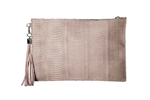 Positano Large Clutch, Flesh Whipsnake