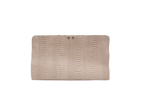 Qatar Medium Clutch, Nude Whipsnake Snakeskin