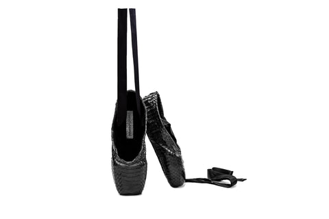 Russia Ballet Slippers, Black Snakeskin