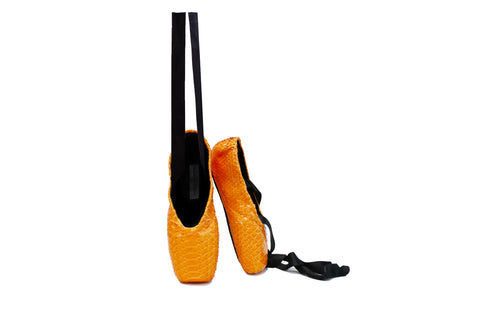 Russia Ballet Slippers, Orange Glazed Snakeskin