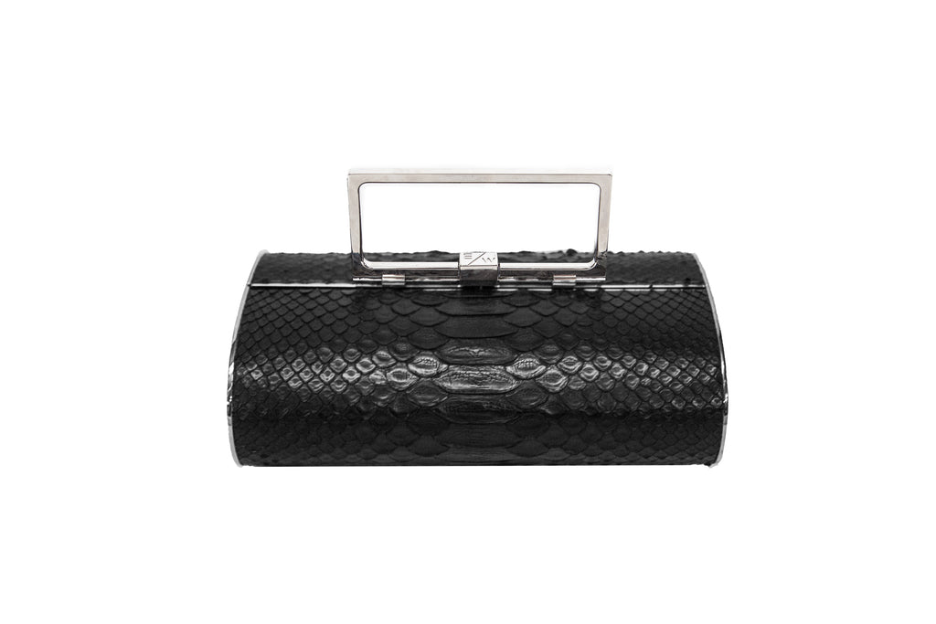 Singapore Hard Clutch Black Matte Snakeskin
