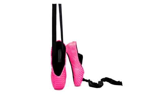 Russia Ballet Slippers, Neon Pink Snakeskin