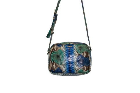 Venice Cross-Body, Electric Blue Snakeskin