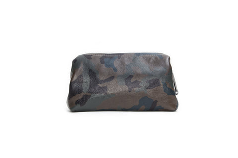 Palermo Dopp Kit, Army Green Camo Italian Leather