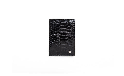 Lugano Passport Case, Black Glazed Snakeskin