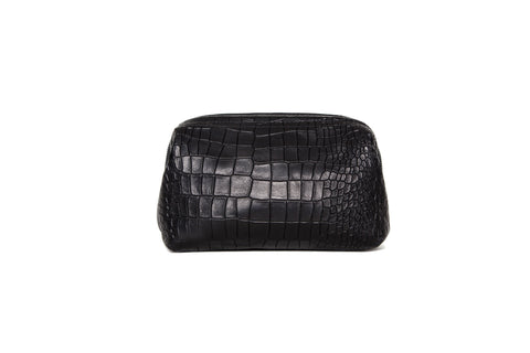 Palermo Dopp Kit,  Black Croc Embossed Lambskin