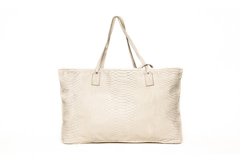 Sydney Large Tote, Bone Matte Snakeskin