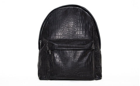The Andes Backpack, Black Croc Embossed Lambskin