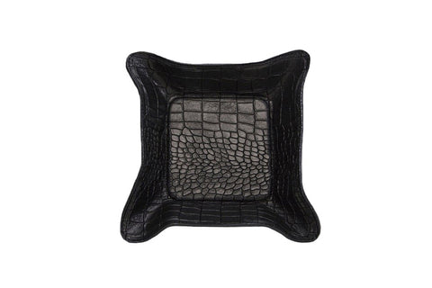 Quebec Travel Valet Large, Black Croc Embossed Lambskin